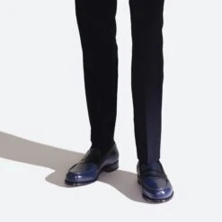 Mocassin 180 [homme Cuir Lisse Noir Et Bleu Océan] -J.M. Weston 1141CSA1801F Mocassin 180 1