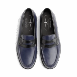 Mocassin 180 [homme Cuir Lisse Noir Et Bleu Océan] -J.M. Weston 1141CSA1801FH min