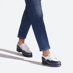 Derby Golf [femme Cuir Lisse Bleu Blanc] -J.M. Weston 123505064111 Le Golf 1