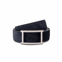 Ceinture Vice-Versa [Cuir Veau Velours Bleu & Veau Souple Noir]