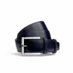 Ceinture Demi-Jonc [Cuir Veau Box Bleu Océan]