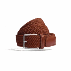 Ceinture Élastique [Tresse Camel Et Cuir Veau Lisse Camel]