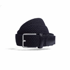 Ceinture Élastique [Tresse Bleu Marine Et Cuir Veau Lisse Bleu Marine]